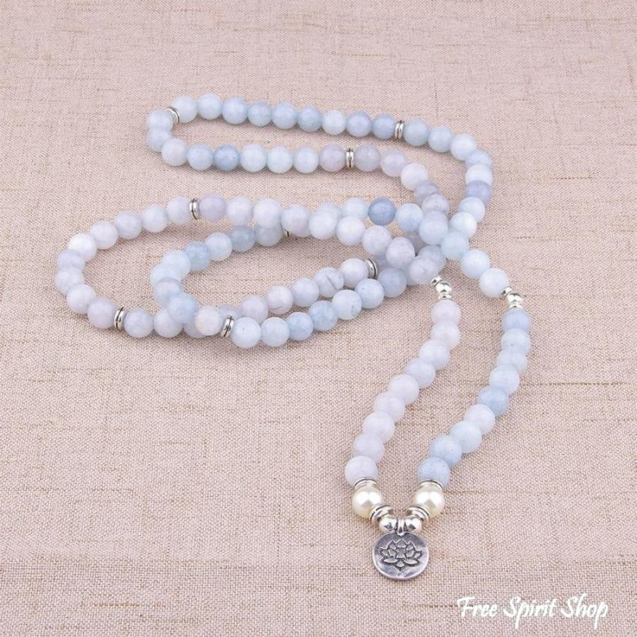 108 Natural Calcite & Pearl Mala Prayer Beads - Image 3