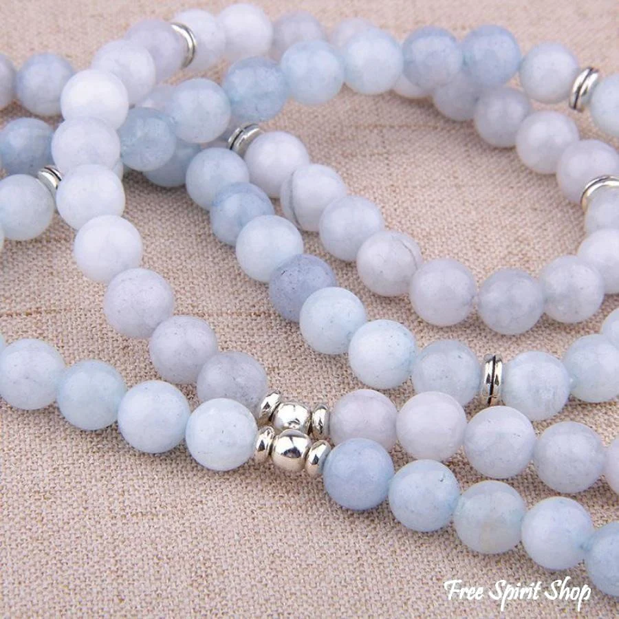 108 Natural Calcite & Pearl Mala Prayer Beads - Image 4