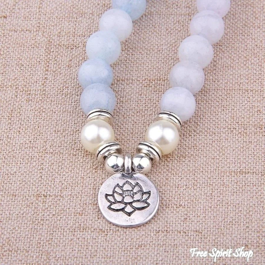 108 Natural Calcite & Pearl Mala Prayer Beads - Image 5
