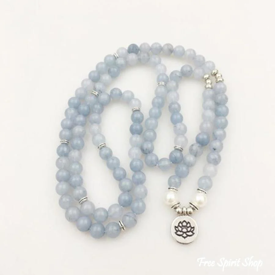 108 Natural Calcite & Pearl Mala Prayer Beads - Image 6