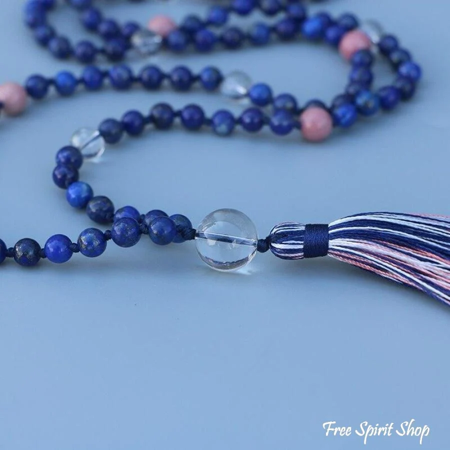 108 Lapis Lazuli & Rhodonite Mala Necklace - Image 3