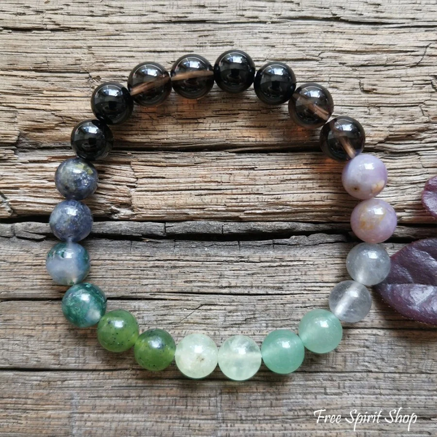 108 Natural Green Aventurine Smokey Quartz & Lepidolite Mala Bead Necklace - Image 8