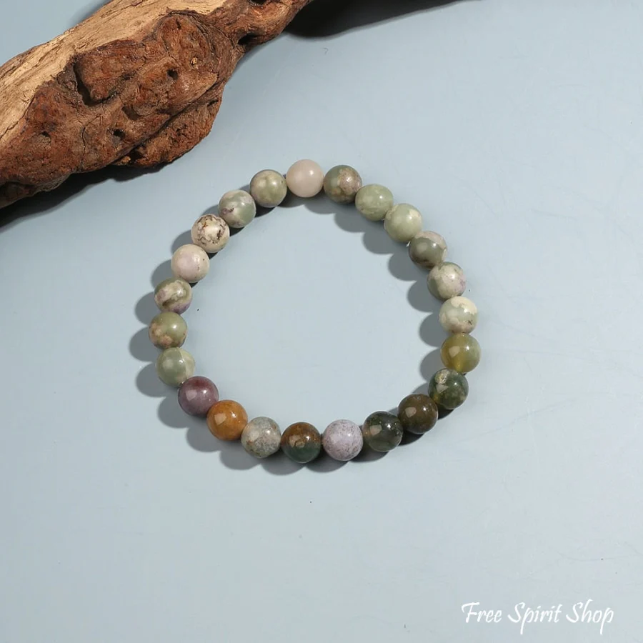 108 Natural Indian Agate & Green Jade Mala Bead Necklace & Bracelet - Image 4
