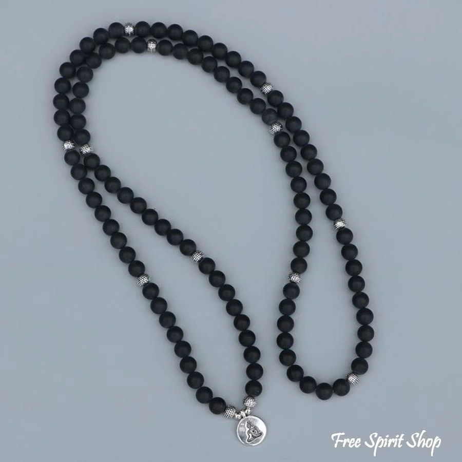 108 Natural Matte Black Onyx Mala Bead Bracelet - Image 4