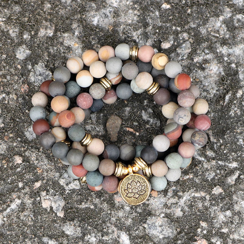 108 Natural Matte Jasper Gemstone Mala Bracelet - Image 4