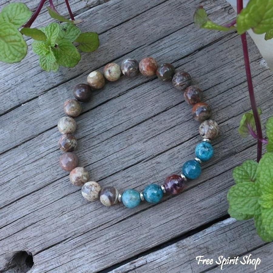 108 Natural Onyx Apatite & Amethyst Mala Bead Necklace / Bracelet - Image 5