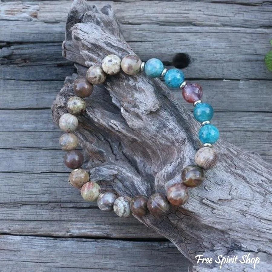 108 Natural Onyx Apatite & Amethyst Mala Bead Necklace / Bracelet - Image 6