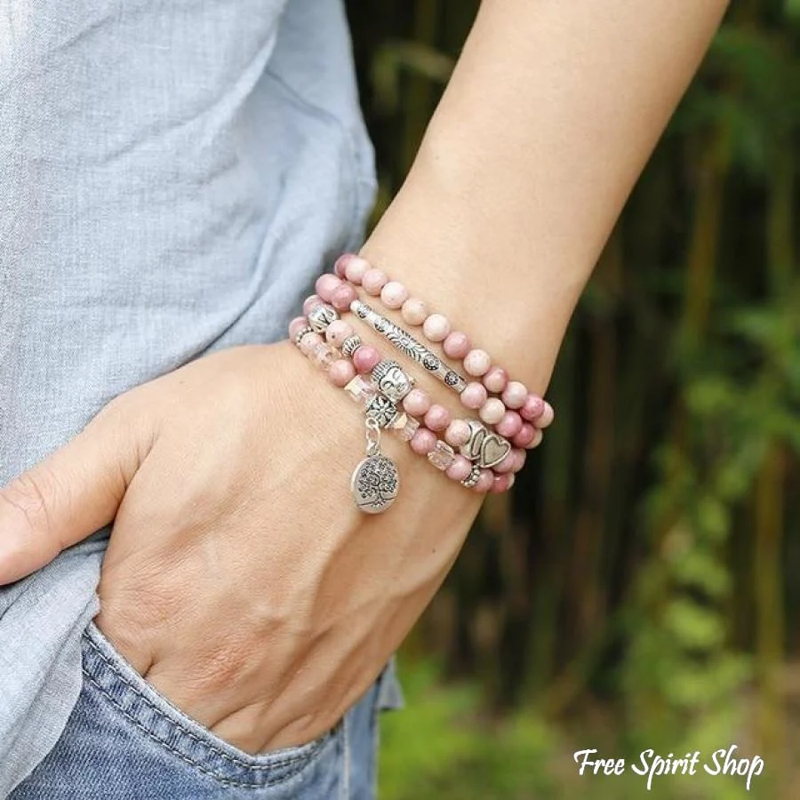 108 Natural Rhodonite & Spiritual Charms Mala Beads - Image 10