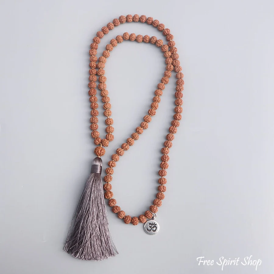 108 Rudraksha Seed & Zen Charm Mala Bead Necklace - Image 11