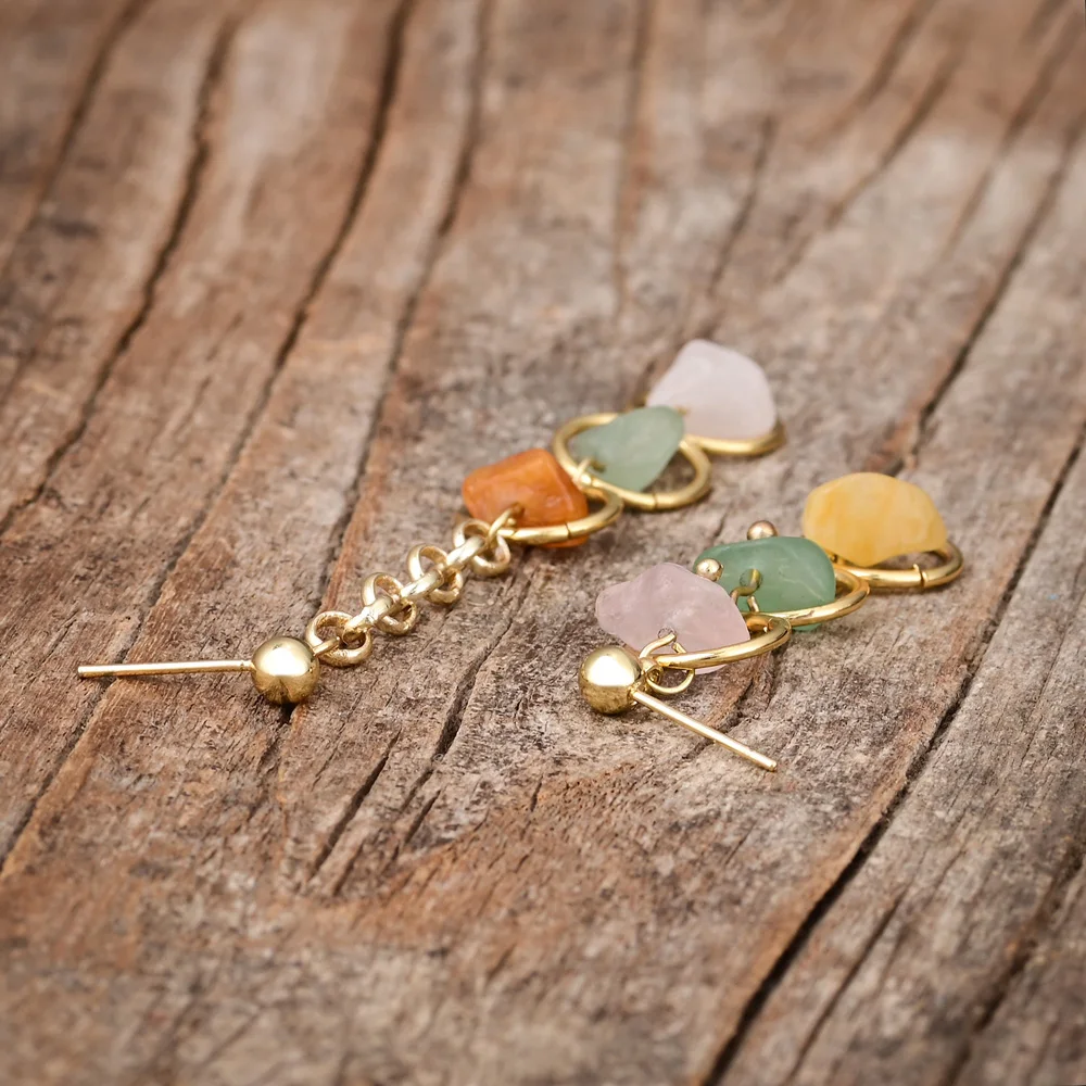 3 Natural Stone Mismatched Drop Earrings - Image 3