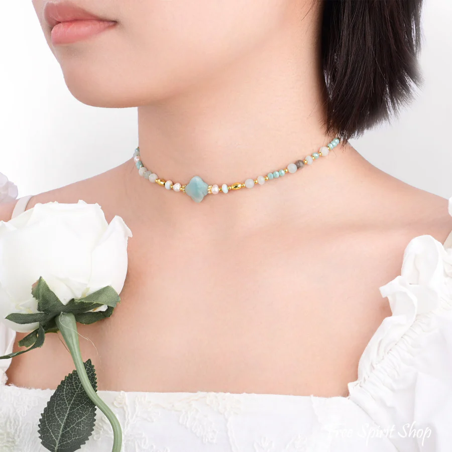 4-in-1 Natural Amazonite Clover Beaded Chain - Image 3