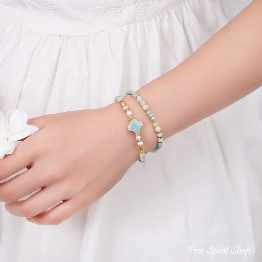 4-in-1 Natural Amazonite Clover Beaded Chain - Image 6