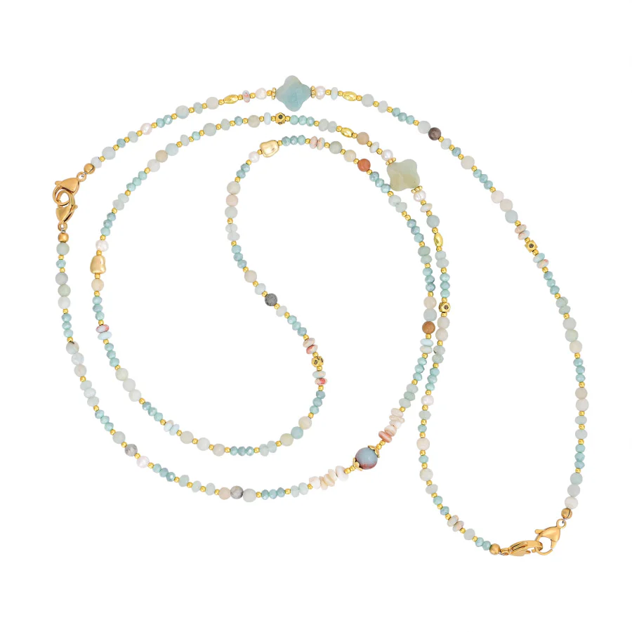 4-in-1 Natural Amazonite Clover Beaded Chain - Image 7