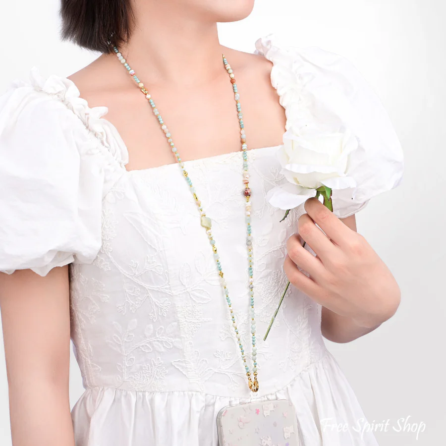 4-in-1 Natural Amazonite Clover Beaded Chain - Image 8