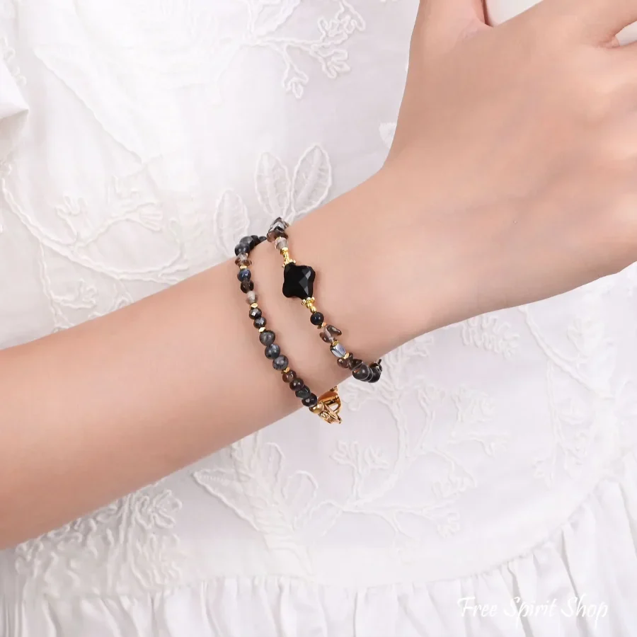 4-in-1 Natural Black Onyx Labradorite & Hematite Beaded Chain - Image 3