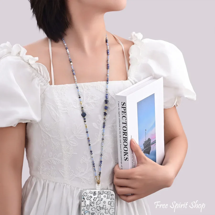 4-in-1 Natural Blue Sodalite & Lapis Lazuli Beaded Chain - Image 5
