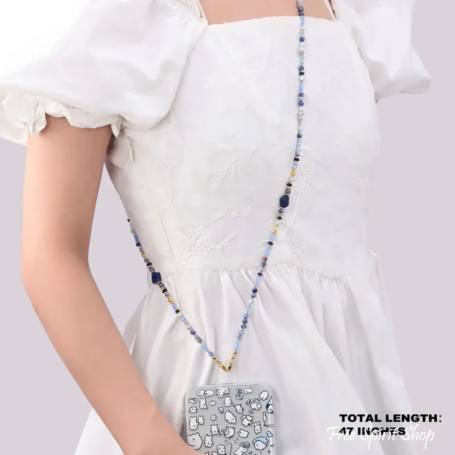 4-in-1 Natural Blue Sodalite & Lapis Lazuli Beaded Chain - Image 6