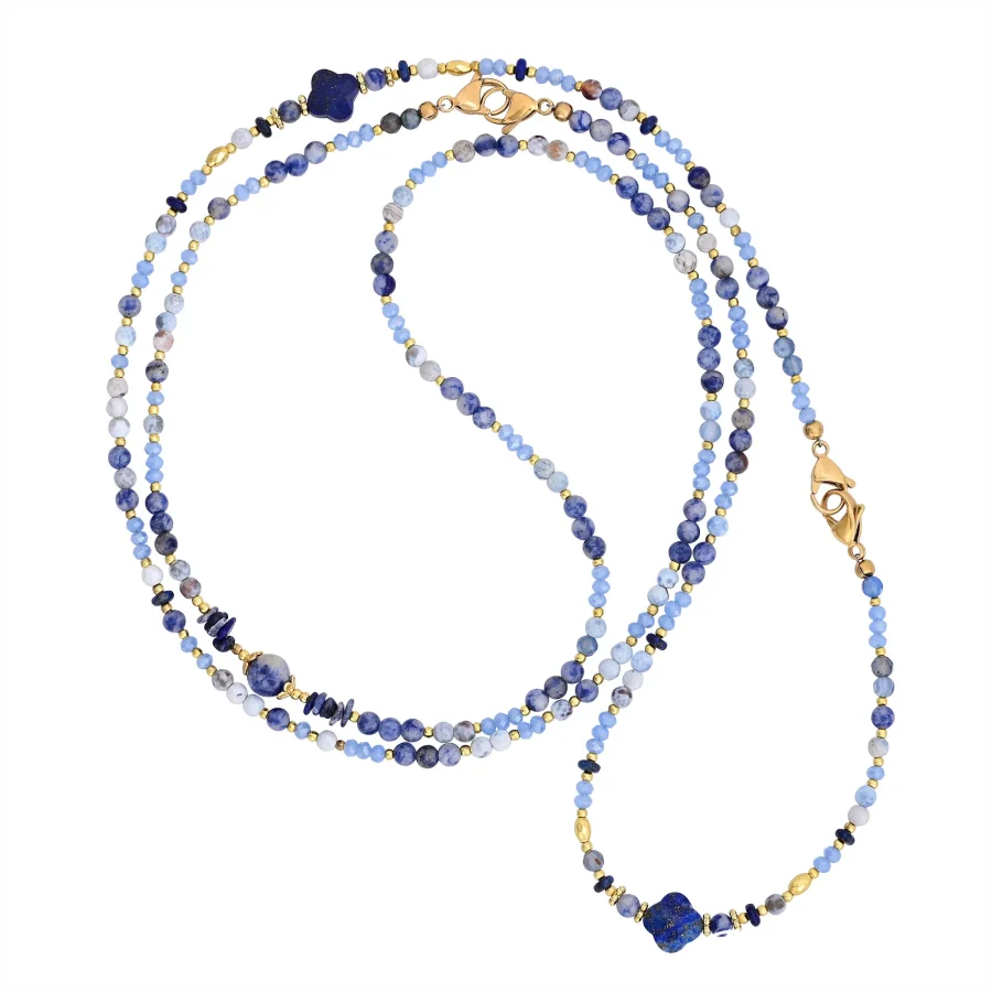 4-in-1 Natural Blue Sodalite & Lapis Lazuli Beaded Chain - Image 7