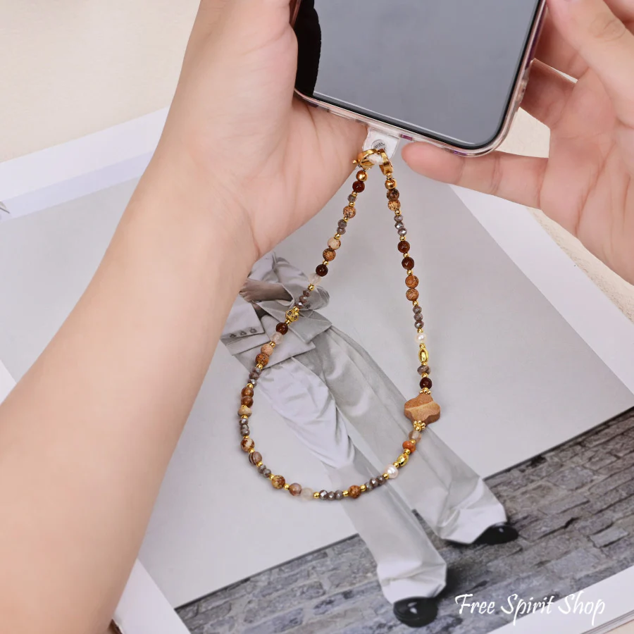 4-in-1 Natural Picture Jasper Clover Beaded Chain - Image 3