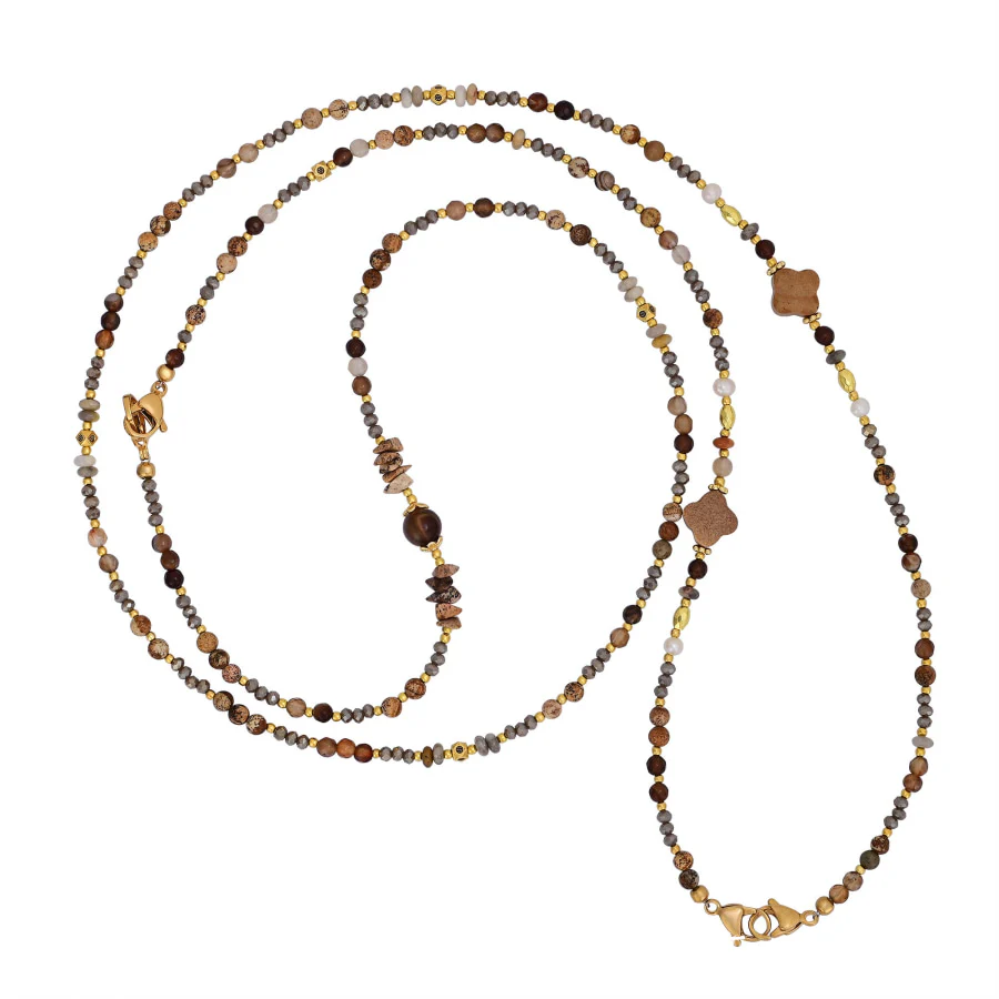 4-in-1 Natural Picture Jasper Clover Beaded Chain - Image 7