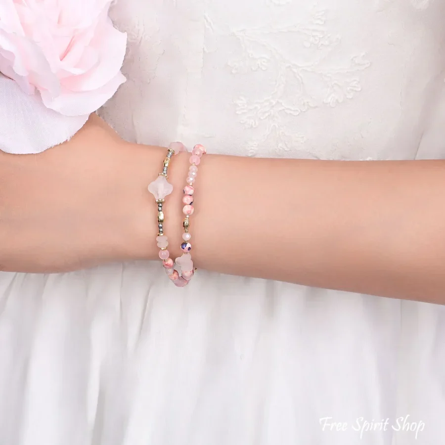 4-in-1 Natural Rose Quartz & Rhodonite Beaded Chain - Image 4