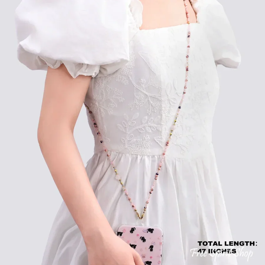 4-in-1 Natural Rose Quartz & Rhodonite Beaded Chain - Image 6
