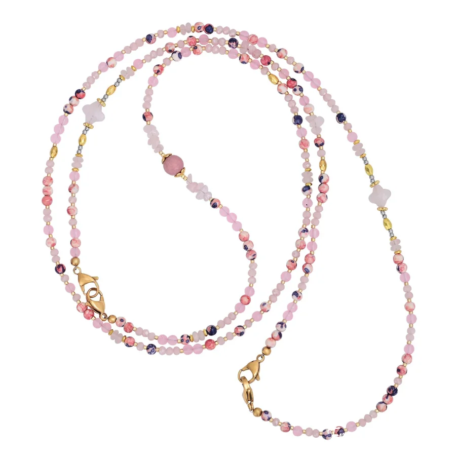 4-in-1 Natural Rose Quartz & Rhodonite Beaded Chain - Image 7