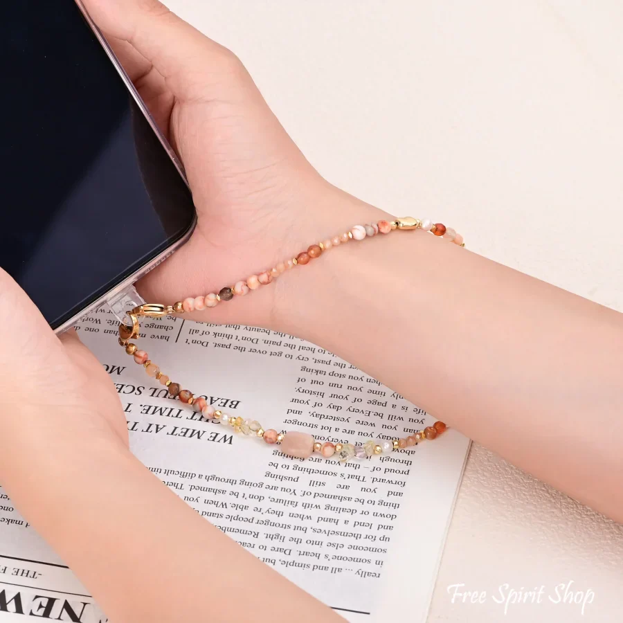 4-in-1 Natural Sunstone Carnelian & Citrine Beaded Chain - Image 5