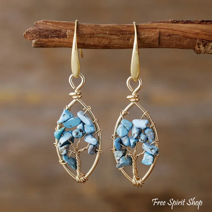 7 Chakra Crystals Tree of Life Earrings - Image 3