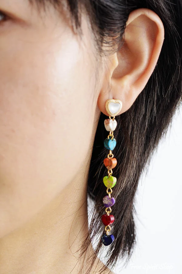 7 Chakra Heart Drop Earrings - Image 4