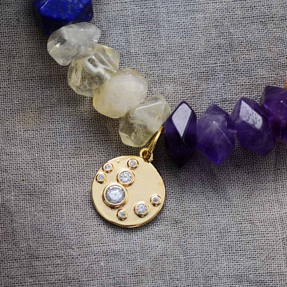7 Chakra Irregular Natural Stone Bead Bracelet - Image 3