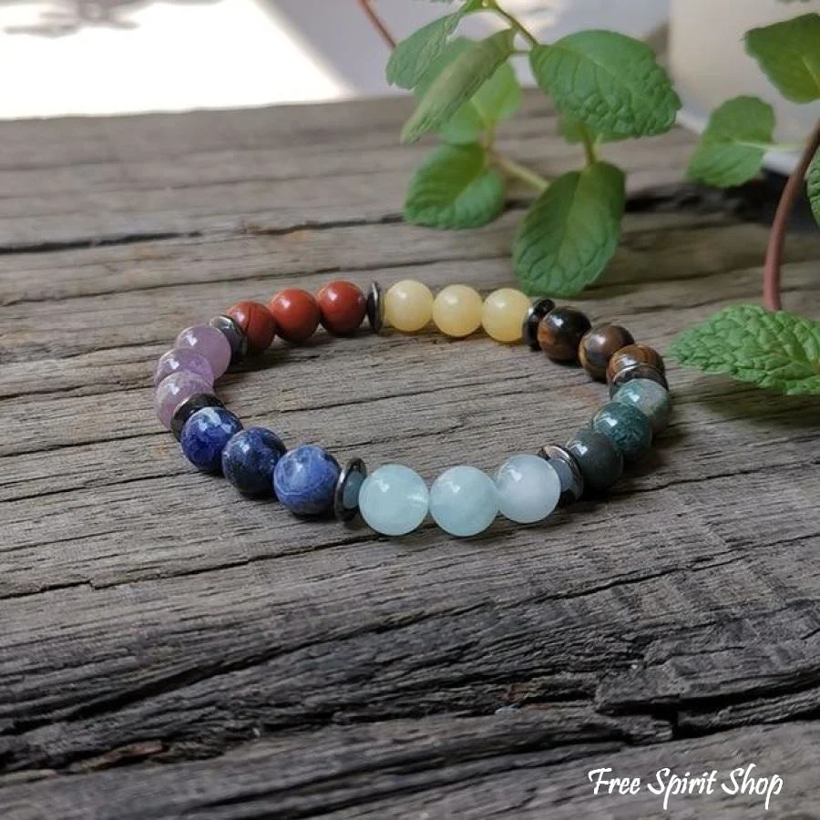 7 Chakra Natural Healing Stone Bead Bracelet - Image 5
