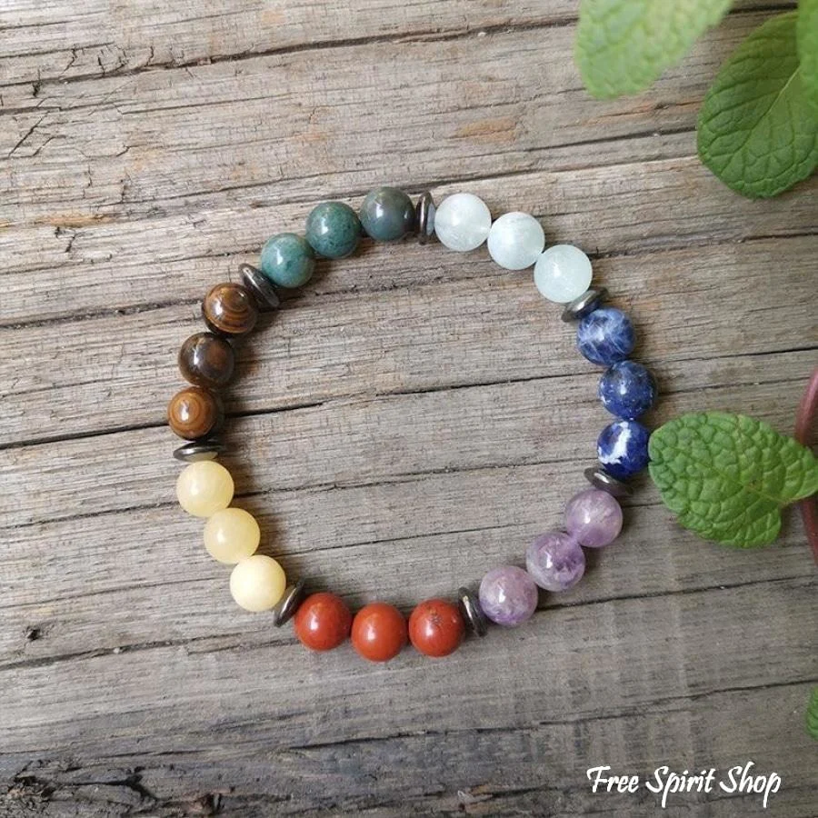7 Chakra Natural Healing Stone Bead Bracelet - Image 6