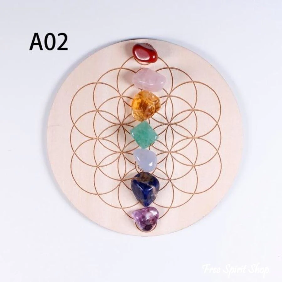 7 Natural Chakra Healing Crystal Grid Set - Image 5