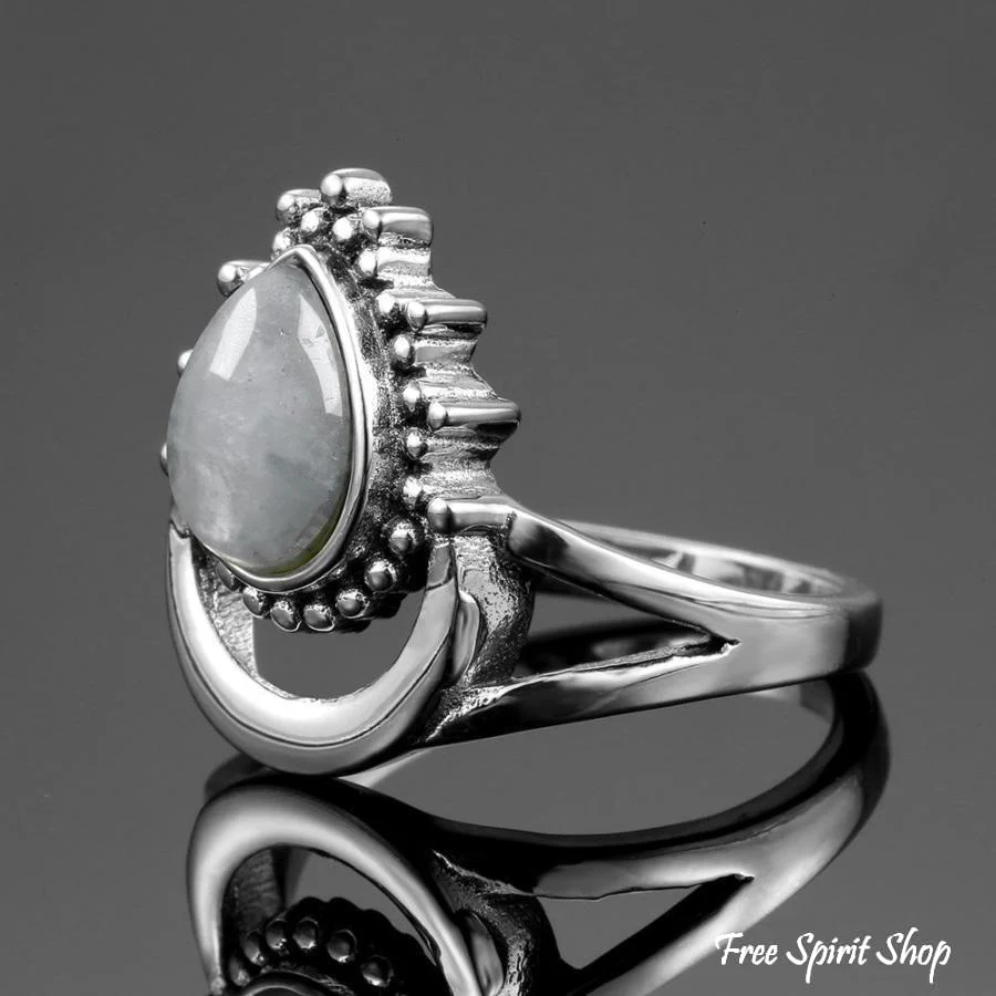 925 Sterling Silver Natural Moonstone Boho Ring - Image 4