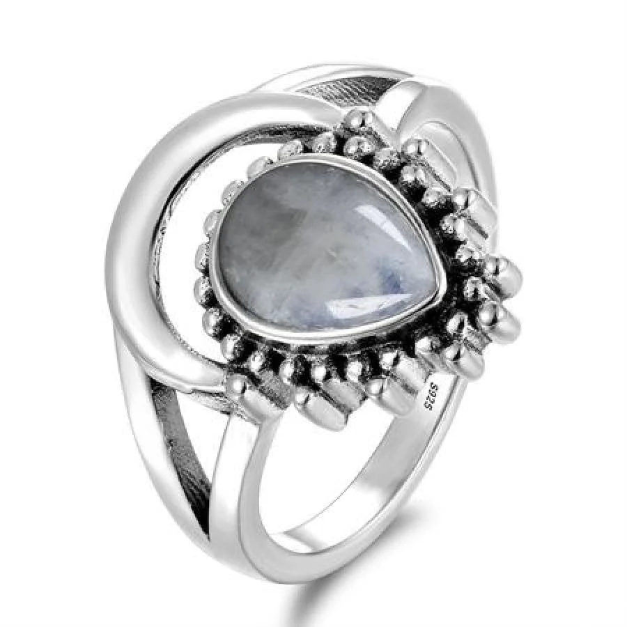 925 Sterling Silver Natural Moonstone Boho Ring - Image 5