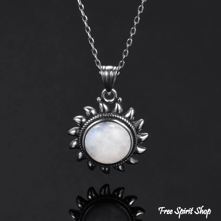 925 Sterling Silver & Natural Moonstone Sunshine Necklace - Image 5