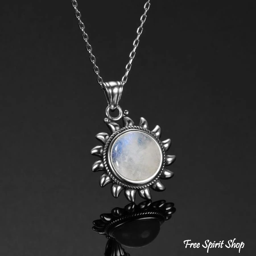 925 Sterling Silver & Natural Moonstone Sunshine Necklace - Image 6