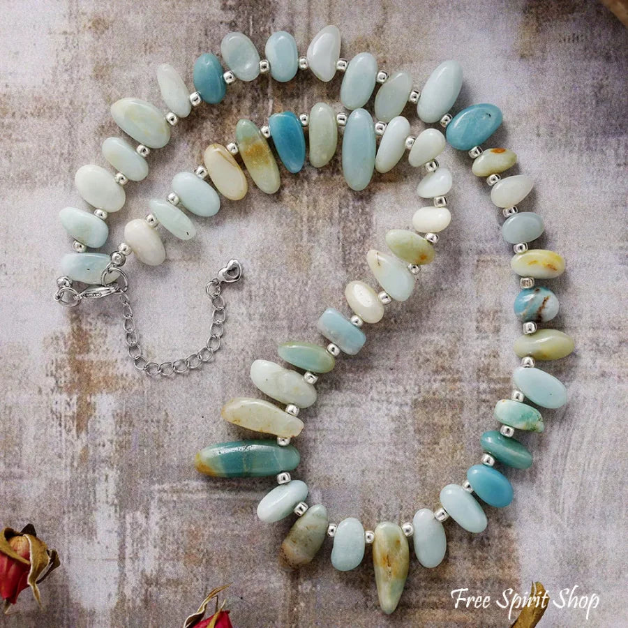 Amazonite Nugget Statement Necklace - Calming Ocean Energy