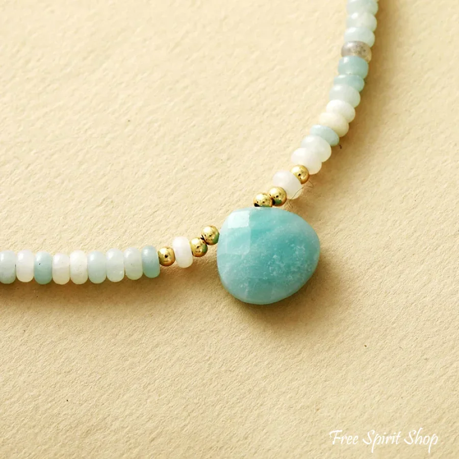 Amazonite & Turquoise Bead Choker Necklace - Image 3