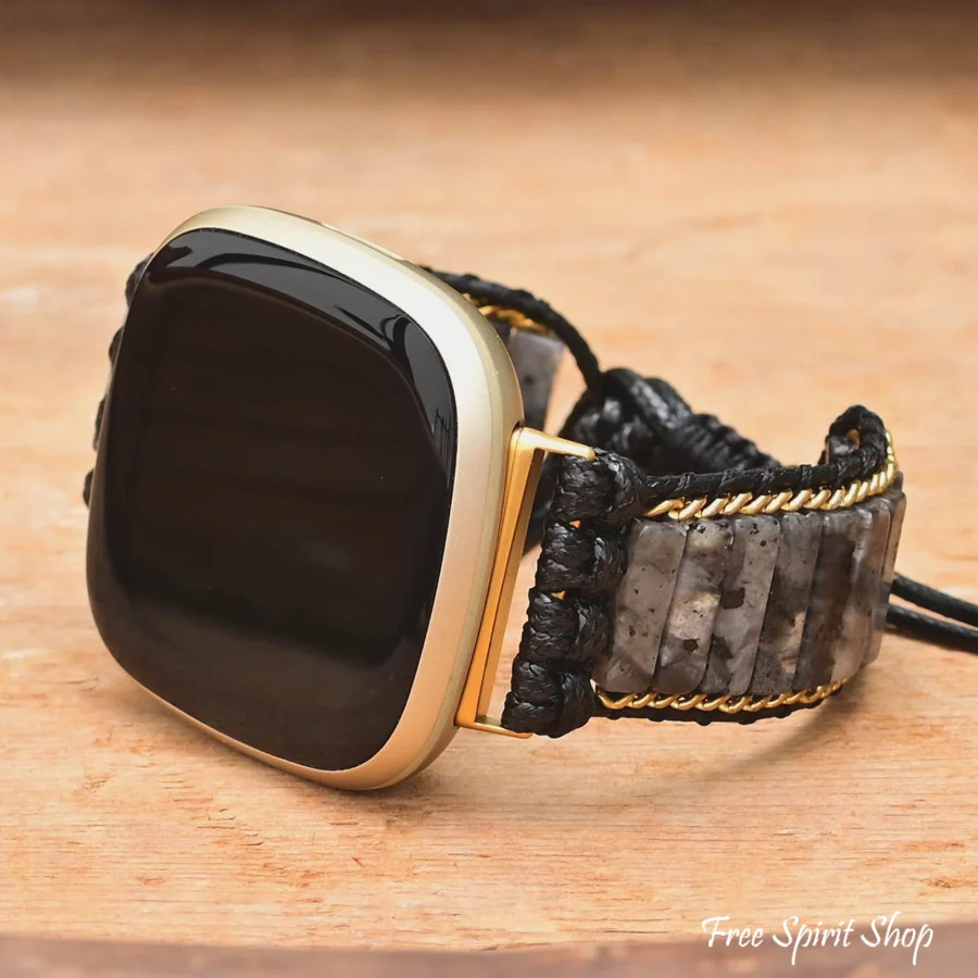 Black Labradorite Bead Fitbit Watch Band