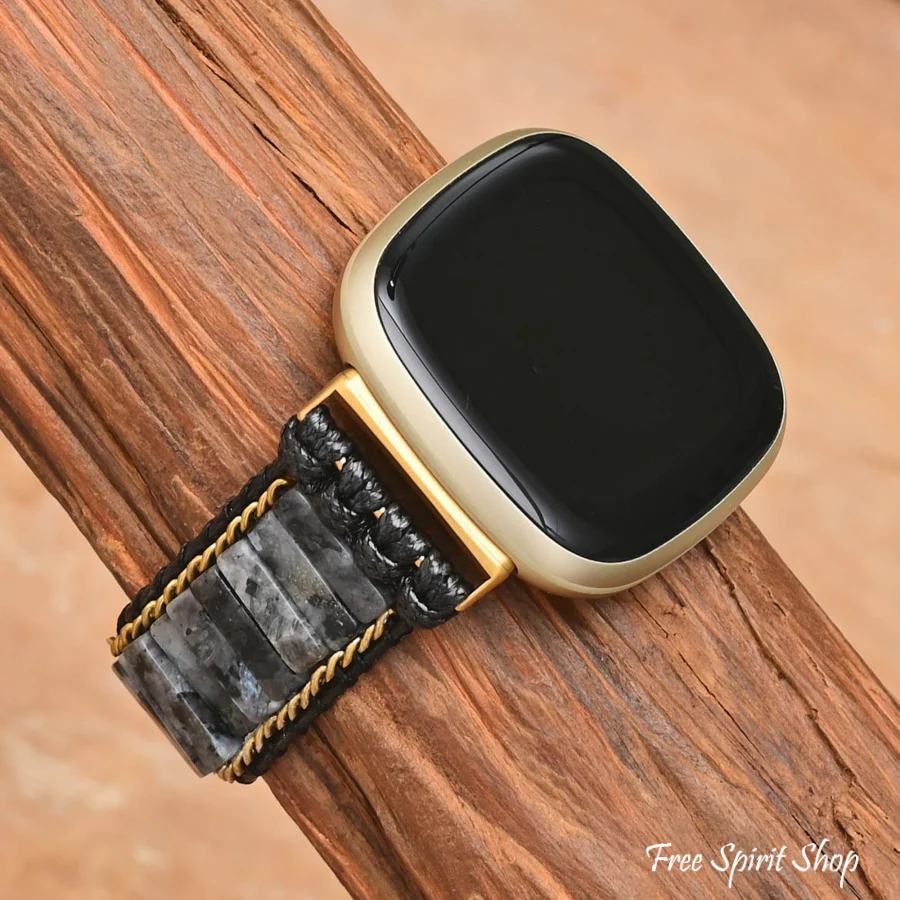 Black Labradorite Bead Fitbit Watch Band - Image 2