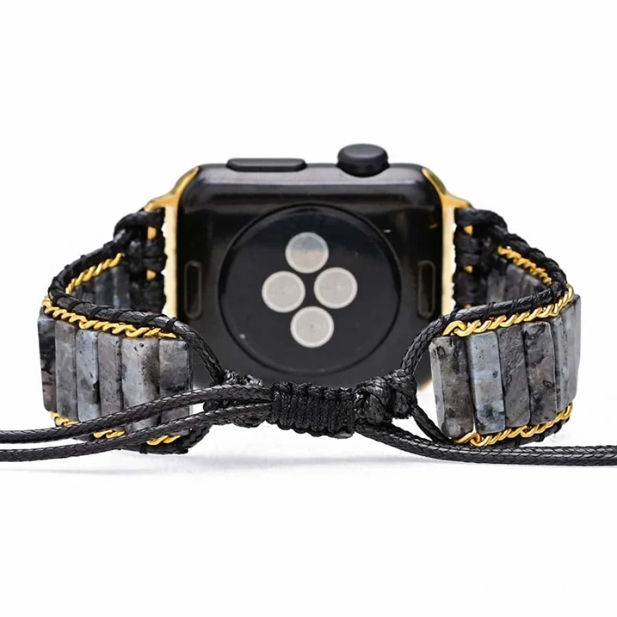 Black Labradorite Tube Apple Watch Band - Image 4
