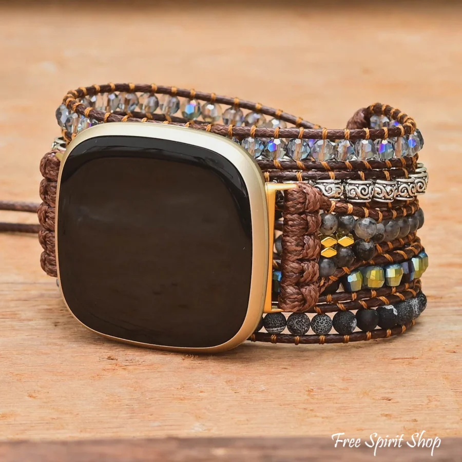 Black Onyx Beaded Fitbit Watch Band