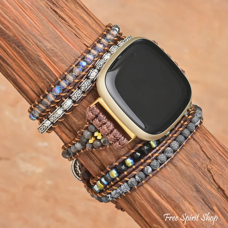 Black Onyx Beaded Fitbit Watch Band - Image 3