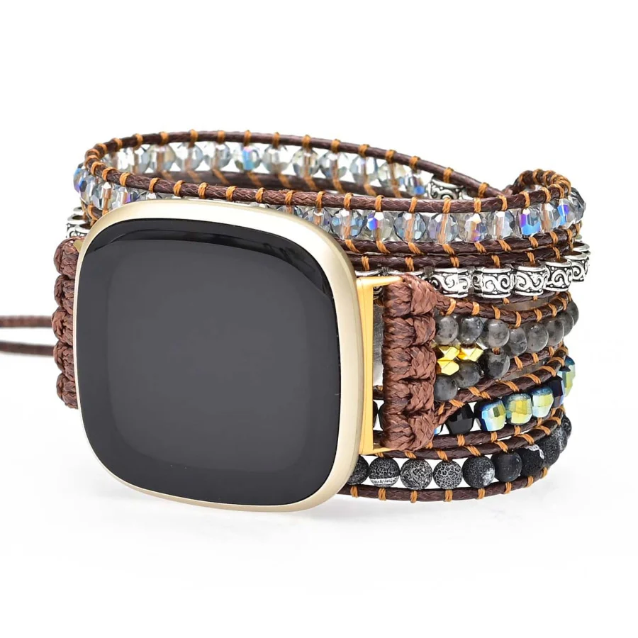 Black Onyx Beaded Fitbit Watch Band - Image 4