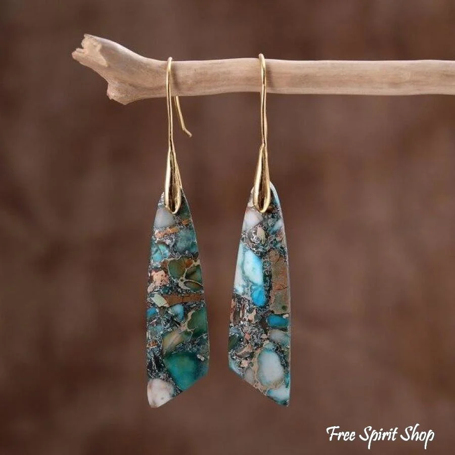 Blue Imperial Stone Drop Earrings - Image 2