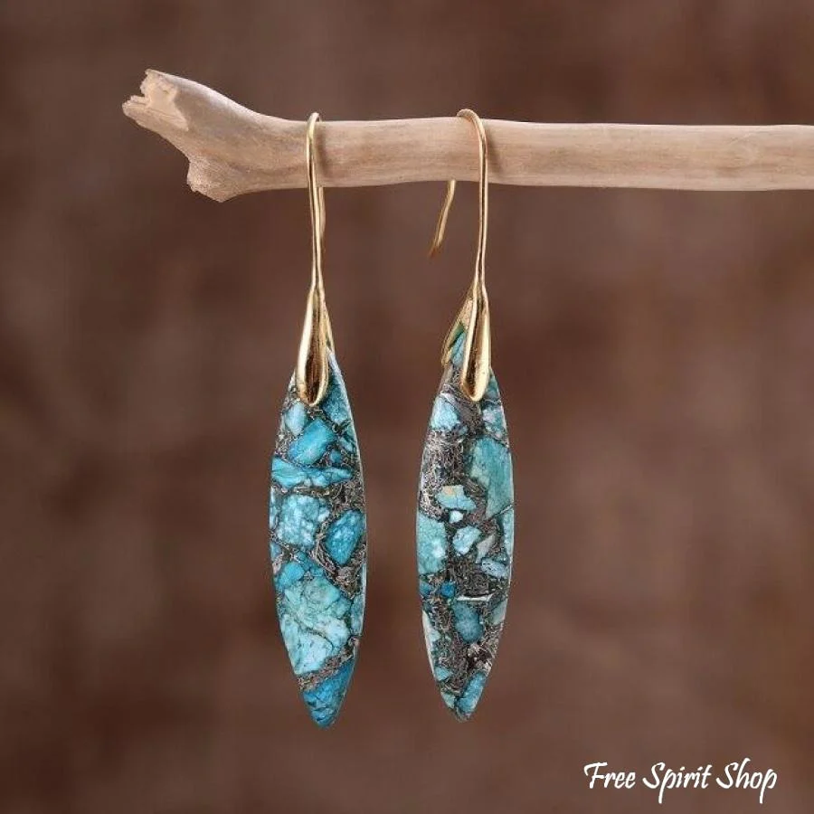 Blue Imperial Stone Drop Earrings - Image 4