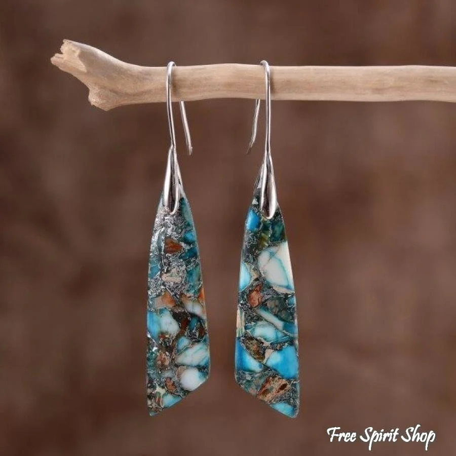 Blue Imperial Stone Drop Earrings - Image 5