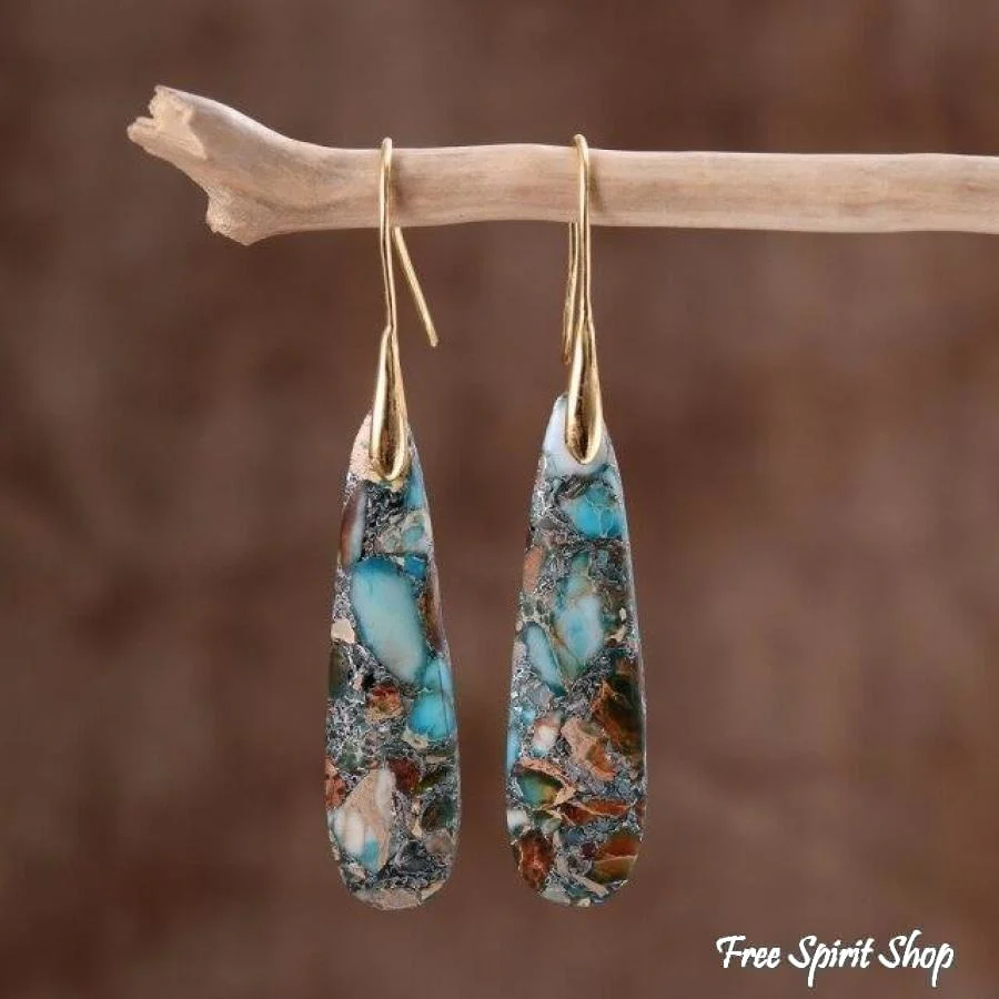 Blue Imperial Stone Drop Earrings - Image 7
